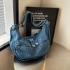 Denimowa torebka pierożek damska nowa prosta jednolity kolor na ramię crossbody casualowa lekka o dużej pojemności płócienna torba