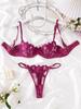 Sweet Lace Embroidered Mesh See-Through Lingerie Set