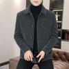 A Short, Fleece and Thickened Tweed Coat with A Checkered Lapel for Men, A Casual and Stylish Winter Woolen Jacket In Korean Style