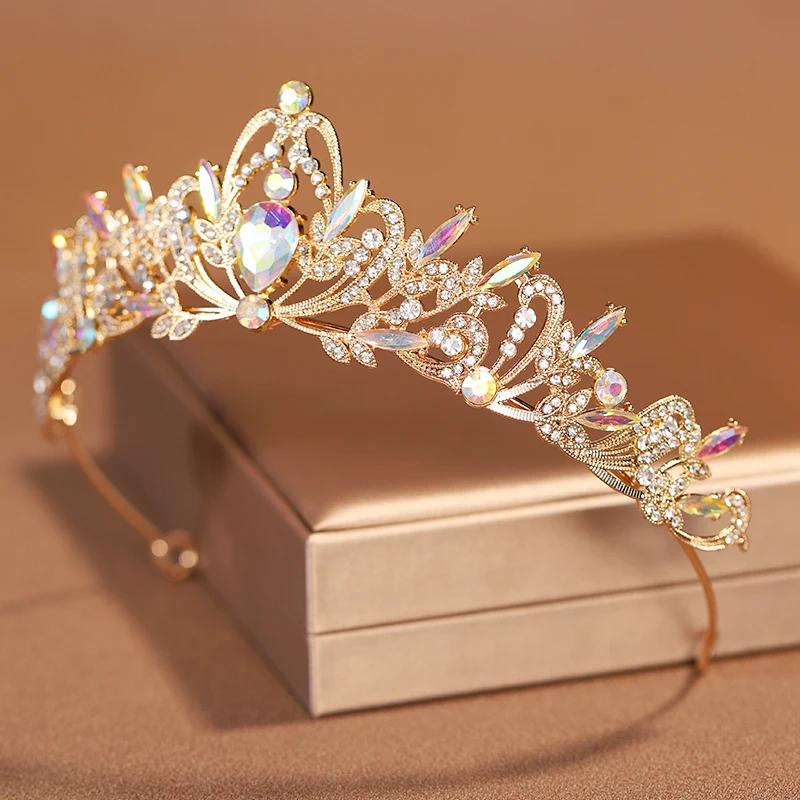 Bridal Headwear Full of Baroque Atmosphere Classical Gold-colour Ladies' Crown for Wedding Bride and Girl Birthday