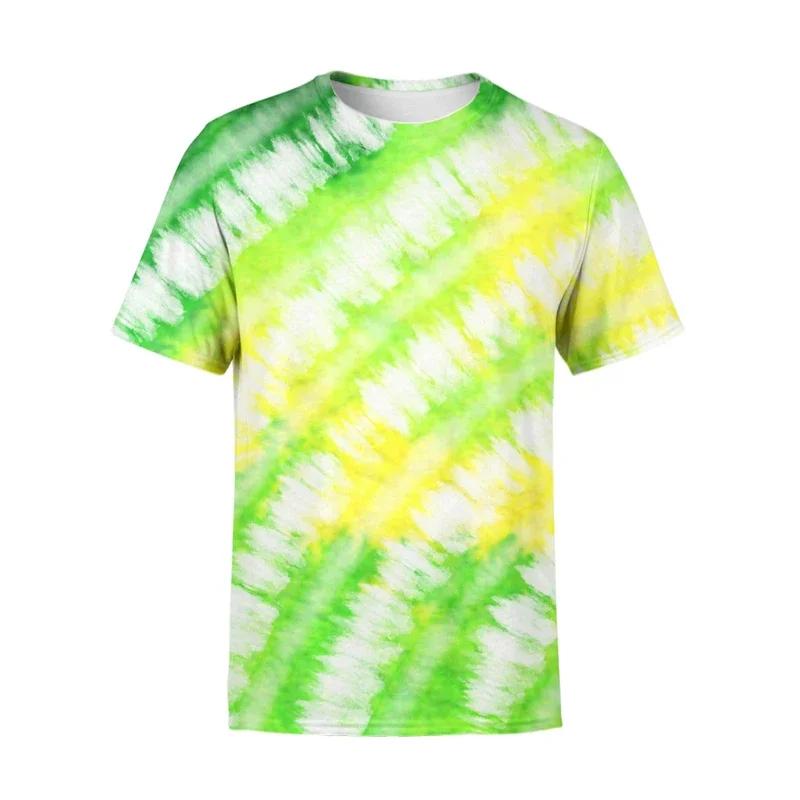 New trendy clothing 2025 Nieuwe Gepersonaliseerde Straat Kleurrijk Ontwerp Kleding voor Mannen, Modieus en Cool Tie Dye Patroon 3D Geprint T-shirt Kid 140