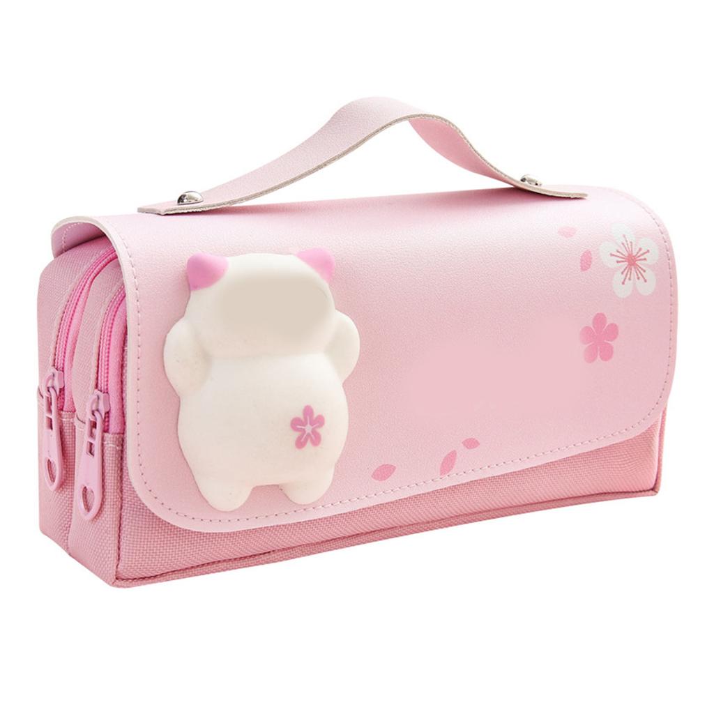Pennfodral Dubbla Lager Stor Kapacitet Pennpåse Bärbar Söt Skolmaterialväska för Klassrum