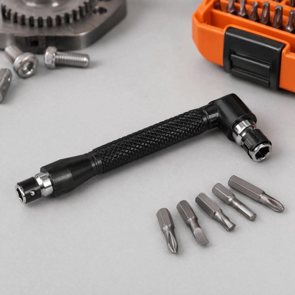 90 Degree Angle L Shaped Wrench 1/4 Inch Hex Shank Socket Wrench Adapter Mechanical Repair