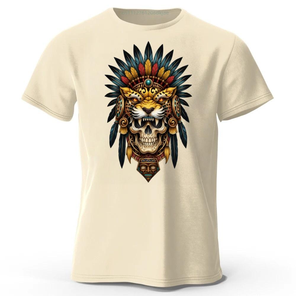 Fashionable South American Tribal Printed Pure Cotton Short Sleeved Shirt with Multiple Color Options for Mens Casual Tshirt