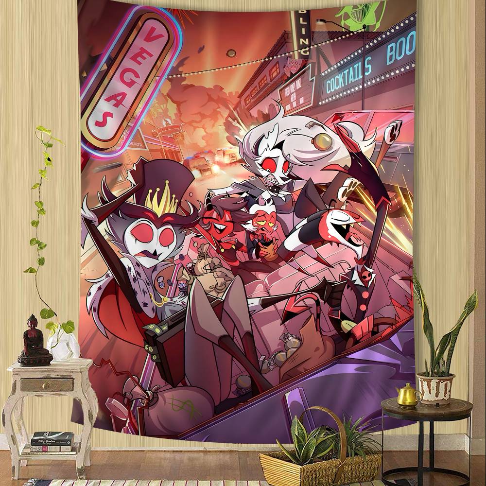 

HHelluva Boss Colorful Tapestry Wall Hanging Home Decoration hippie bohemian decoration divination Wall Art Decor 74x94cm(29x37in)