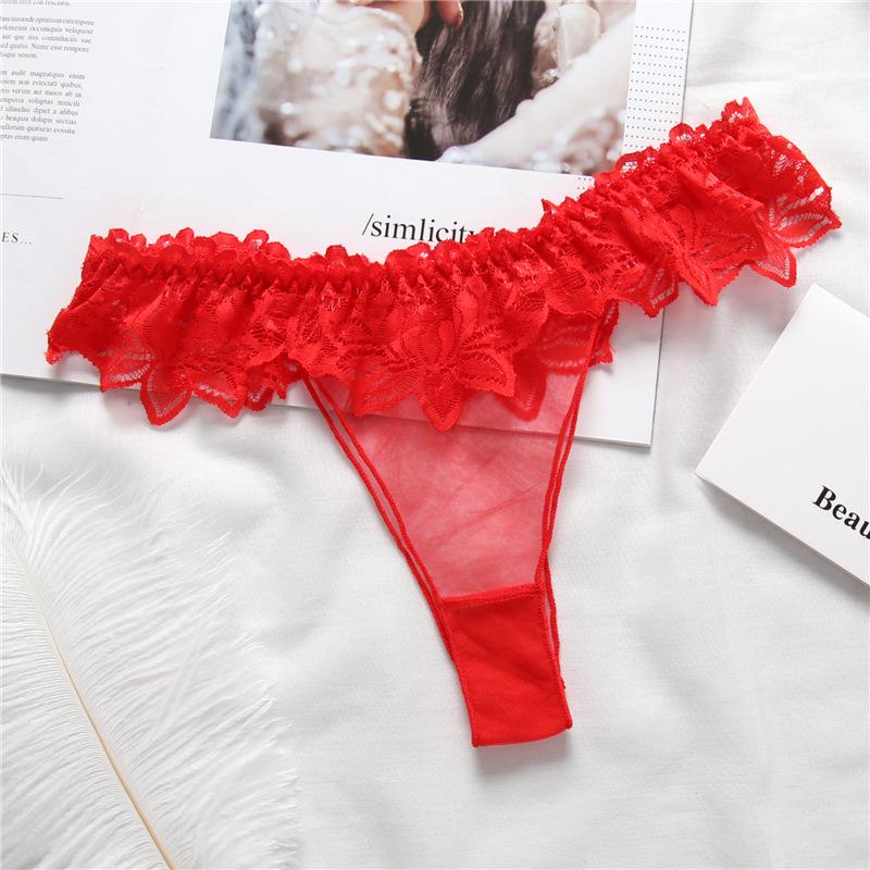 Desire Series Hüfttiefer Nahtloser String mit Spitzensaum, Japanisch Niedlich, Ballett-String mit Atmungsaktivem Baumwollzwickel für Damen