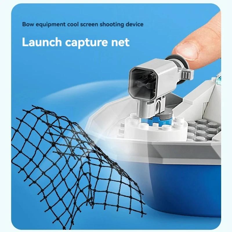 Bausteine Kinder City Serie Polizei Patrouille Boot Schiff Montage Stadt Gruppe Polizei Boot Junge MOC Geschenk Montage Spielzeug