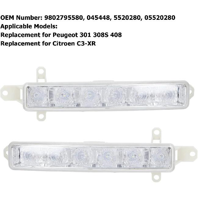 EVGATSAUTO LED Fog Lights compatible with 308S 408, 2 Piece Daytime Running Lamp Set, 6 LED Bright Light