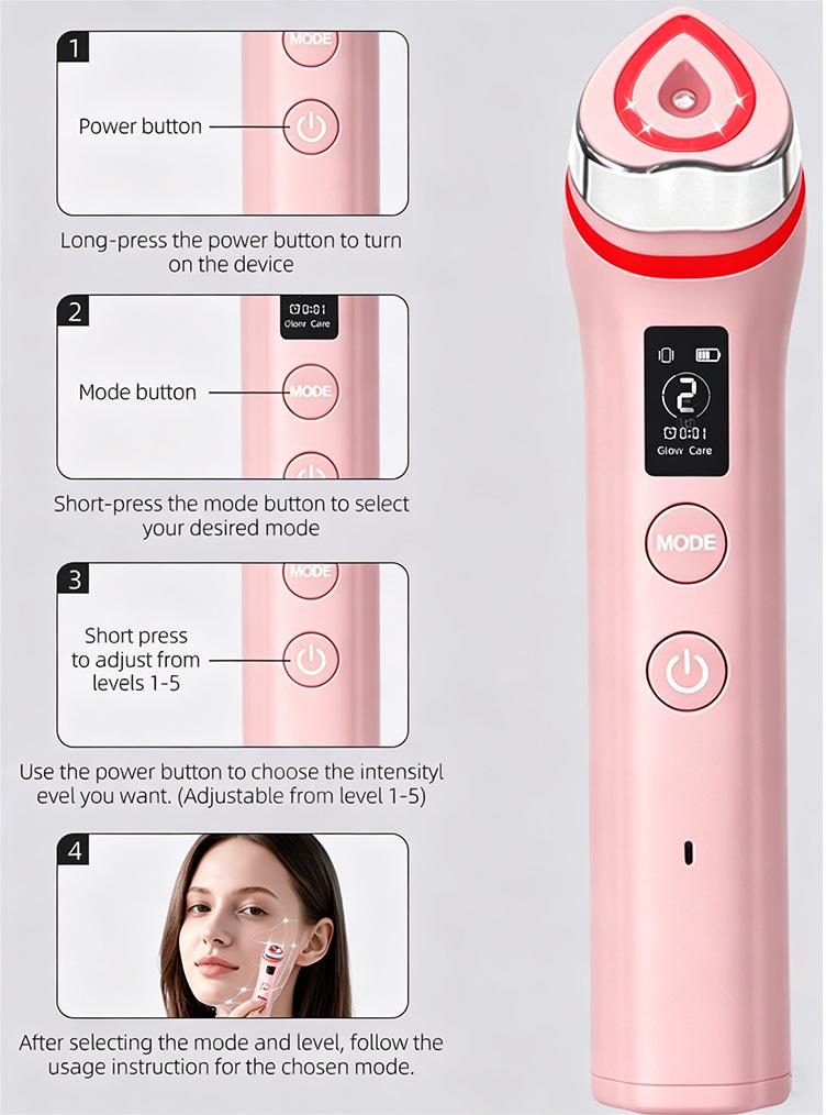 Portable 5-Color Light Eye Vibration Massager with Voice Broadcast