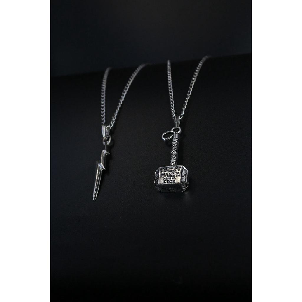 Set Of 2 Lightning Bolt And Mjolnir Hammer Necklaces