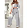 Two Piece Sets Women Pant Set Turn Down Collar Matching Sets Coats Wide Leg Long Pants Elastic Waist Casual Regular
