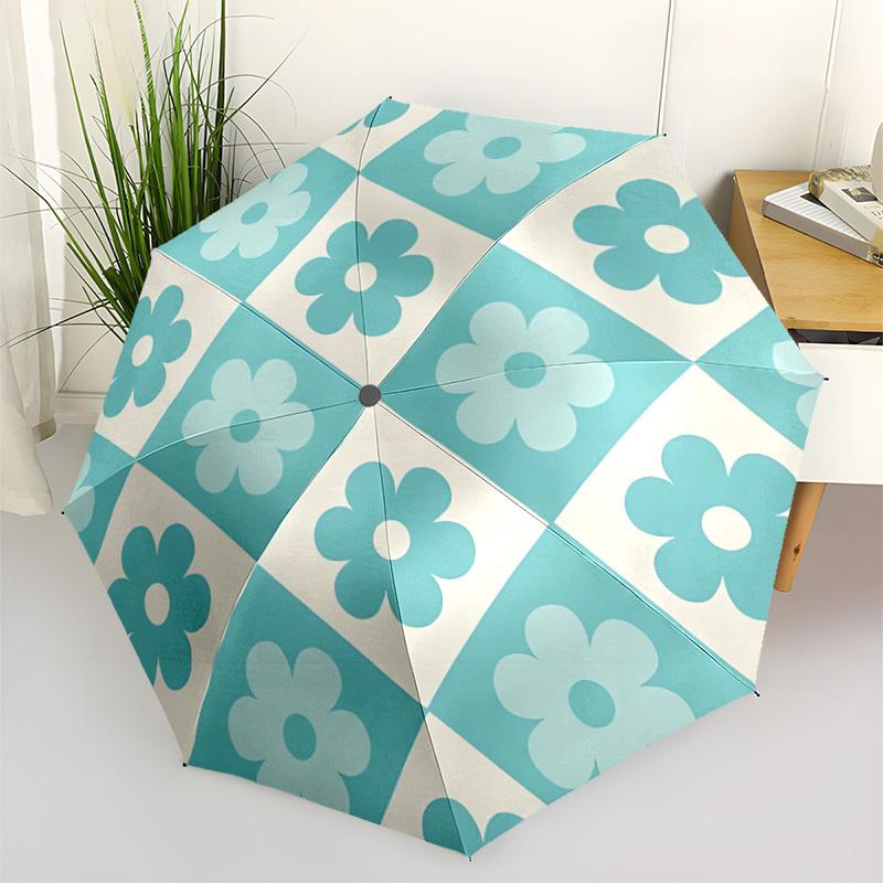 1pc Floral Tiles Automatic Open/Close Umbrella with One Touch Button,, Windproof Design   Lightweight Portable Umbrella for Women & Men6051