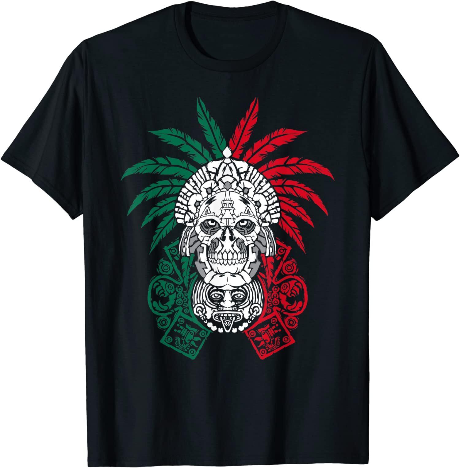 New Limited Aztec Warrior Skull Mexican Ancestors, Mexico Roots T-Shirt S