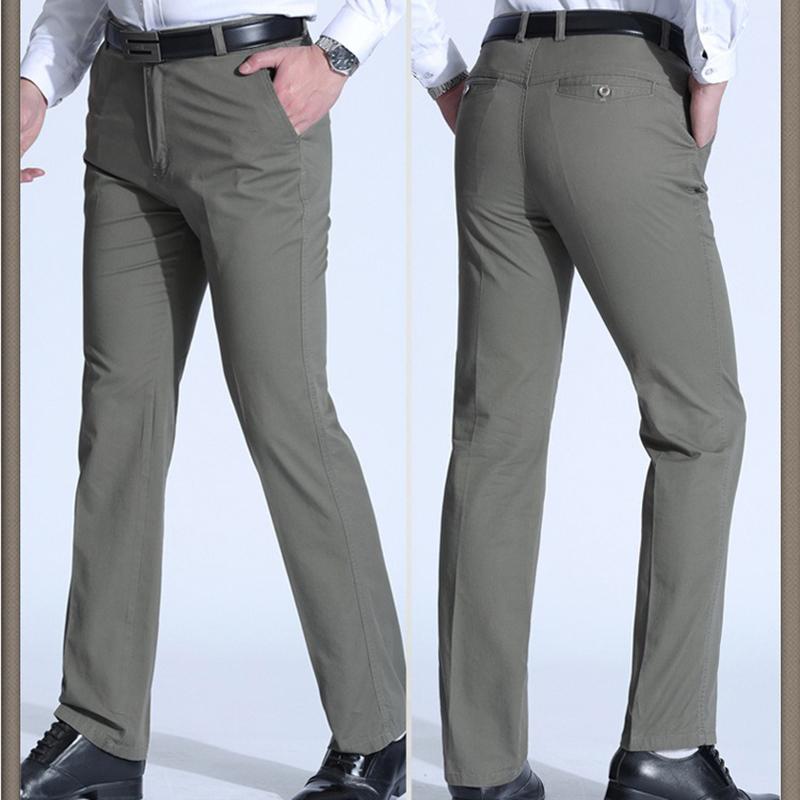 Men’s Casual Soft Pants Summer High Waist Breathable Straight Trousers for Male Lightweight Comfortable Fit Business Work Dress Pant with Pocket