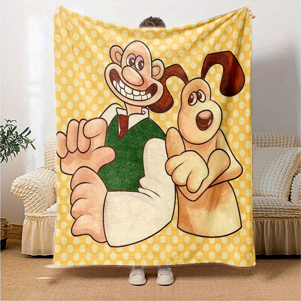 Wallace & Gromit Flannel Blanket, High quality Comfortable for All Seasons, Home Decor, Warmth and Comfort