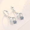925 Sterling Silver New Women's Fashion Jewelry High Quality Crystal Zircon Hollow Simple Crown Mid-length Earrings