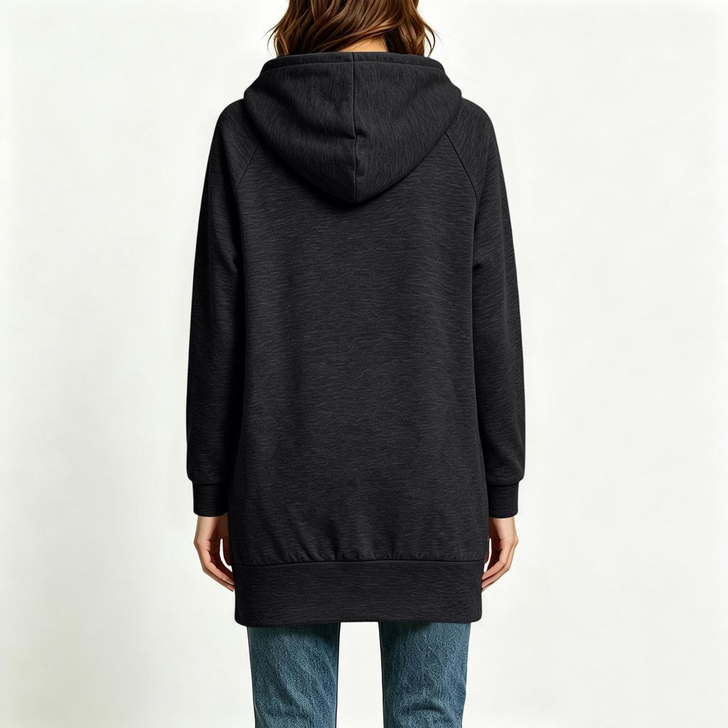 Women's Casual Hooded Zip-Up Sweatshirt Tunic for Everyday Wear