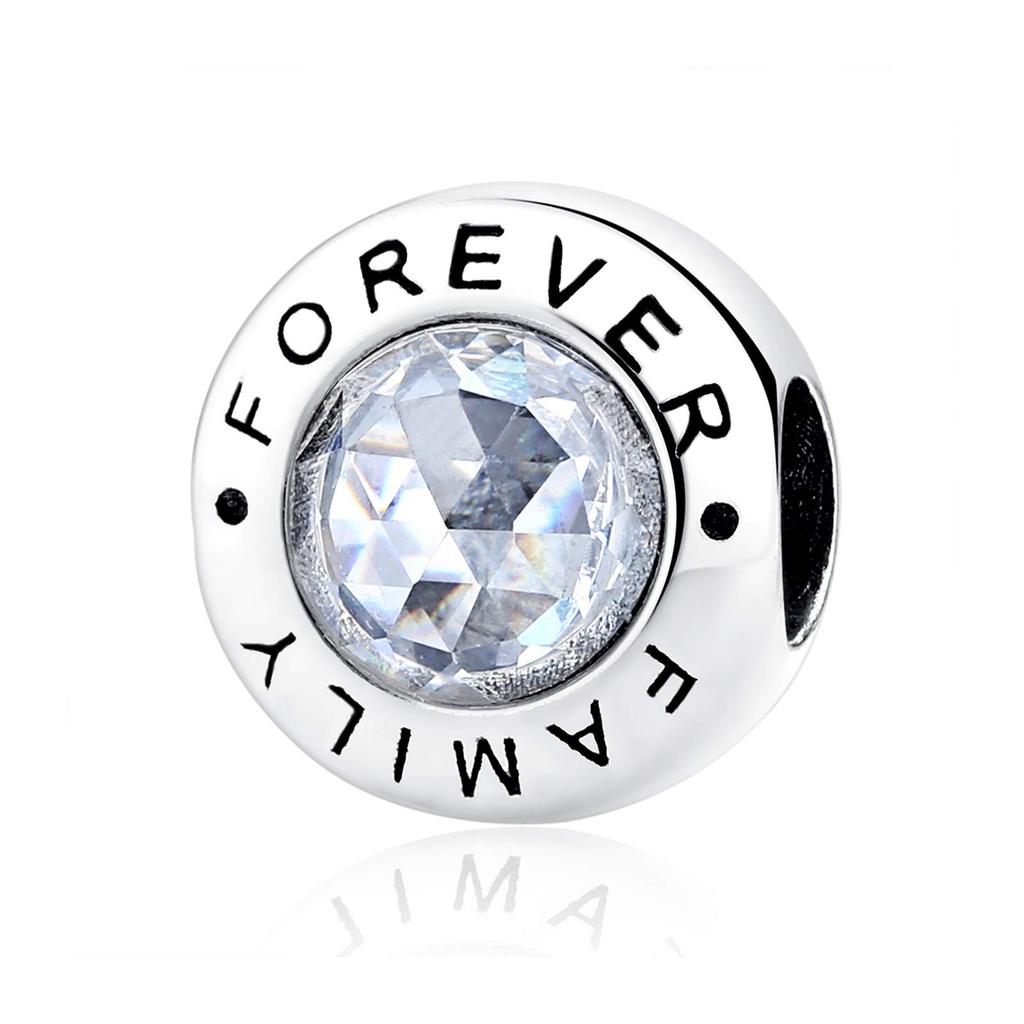 NINGAN Photo 925 Sterling Custom Engraved Heart Round Bead Dangle for Bracelets and Sterling Cubic Zirconia Charm, Silver, Necklaces, Women, Girls,