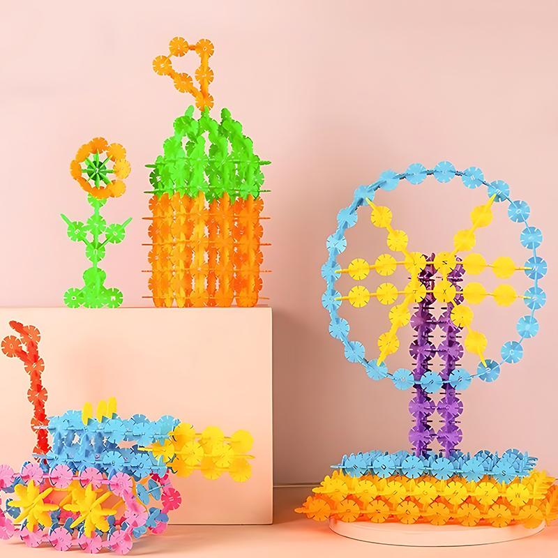 60/100/200PCS Snowflake Building Block DIY Plastic Snowflake Block Color Recognition Hand-Eye Coordination Class Reward Gift ZYF