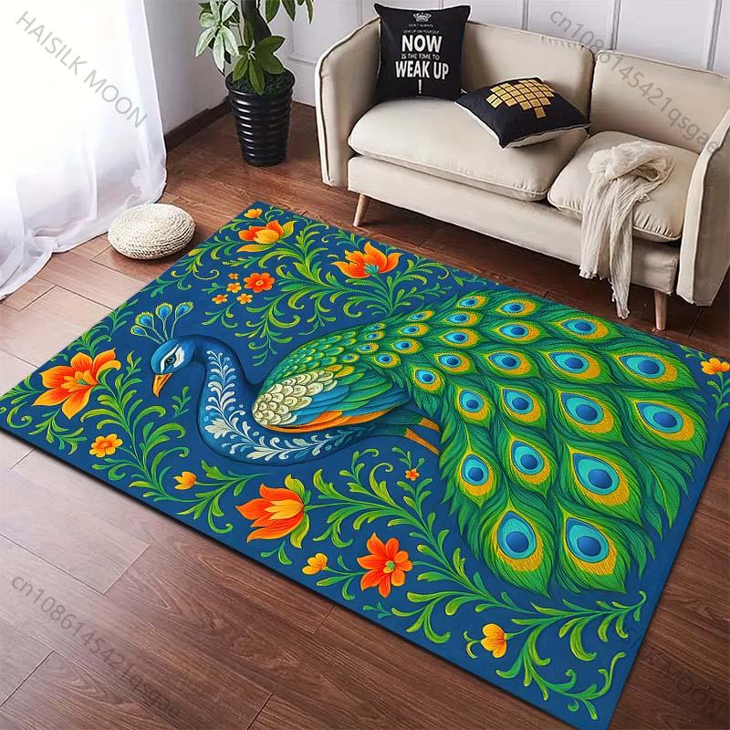 6 Stil Südostasiatischer Stil Tier Muster Teppich für Wohnzimmer Schlafzimmer Sofa Heimdekoration Rutschfeste Bodenmatte Große Größe