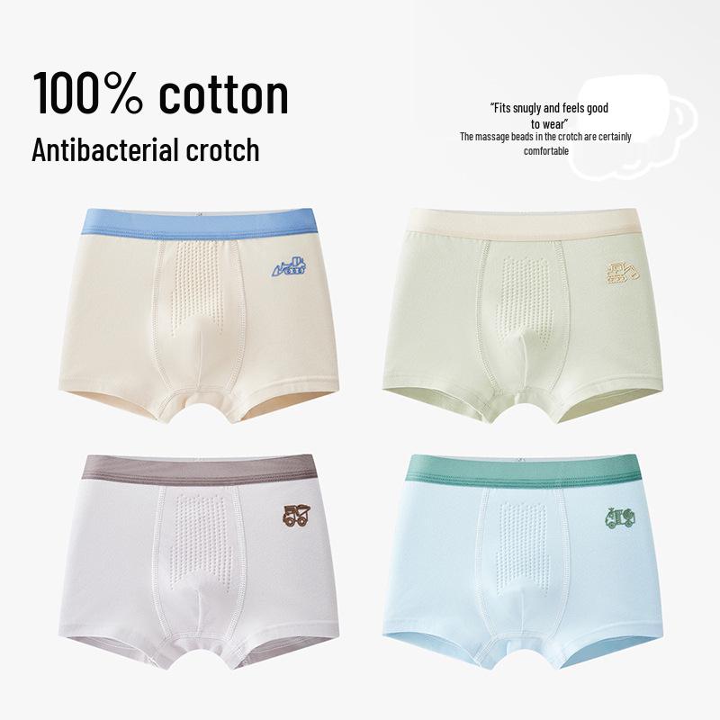 Boys' A-Class Pure Cotton Boxer Briefs - No Wedgies, Medium & Large Sizes for Growing Kids