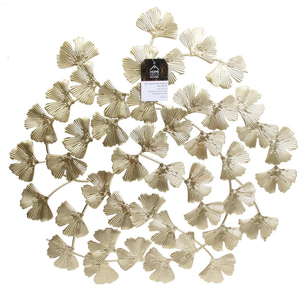 WALL DECORATION metal ginkgo golden glamour