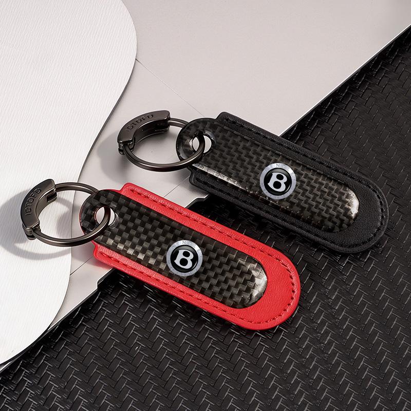 Carbon Fibre Pattern Car Keychain Keyring Key Chain Holder Pendants For New Bentley Flying Spur Continental GT Bentayga Mulsanne