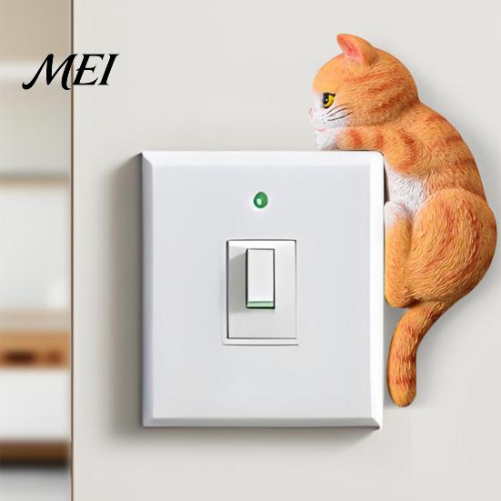 Cubierta de Interruptor de Luz de Gato Pegatina 3D, Placa de Pared Decorativa de Resina, Pegatinas Decorativas de Animales Lindos, Decoraciones Peel And Stick para el Hogar Dormitorio