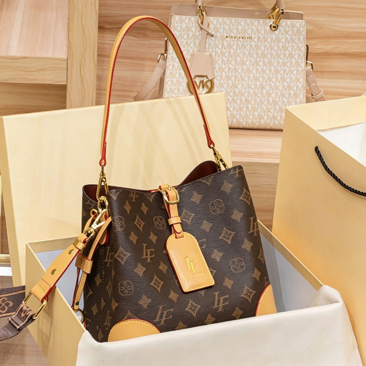 Ретро Контрастная Сумка-ведро Легкая Роскошь Высококлассная Модная Через Плечо