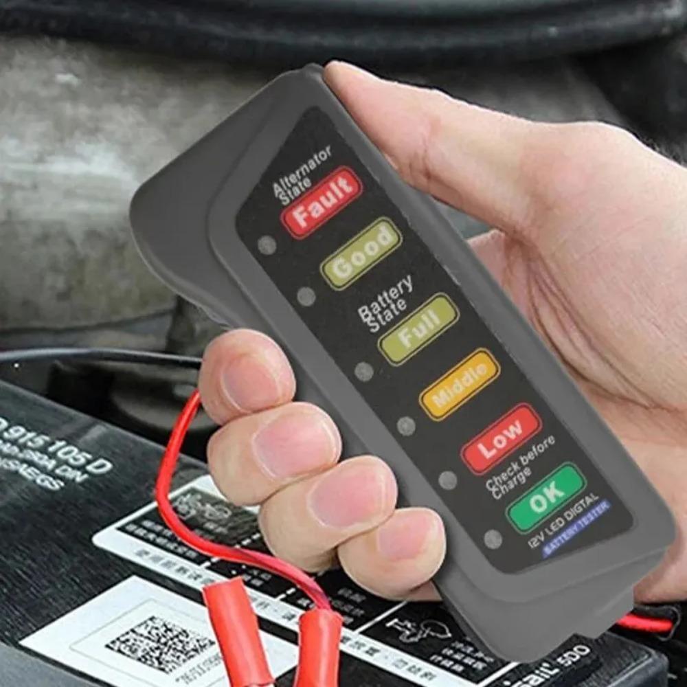 Battery Tester Automobile Motorcycle Battery Car Batterys Testers ABS Red Yellow Green Display 12V Battery Level Fluid Tester