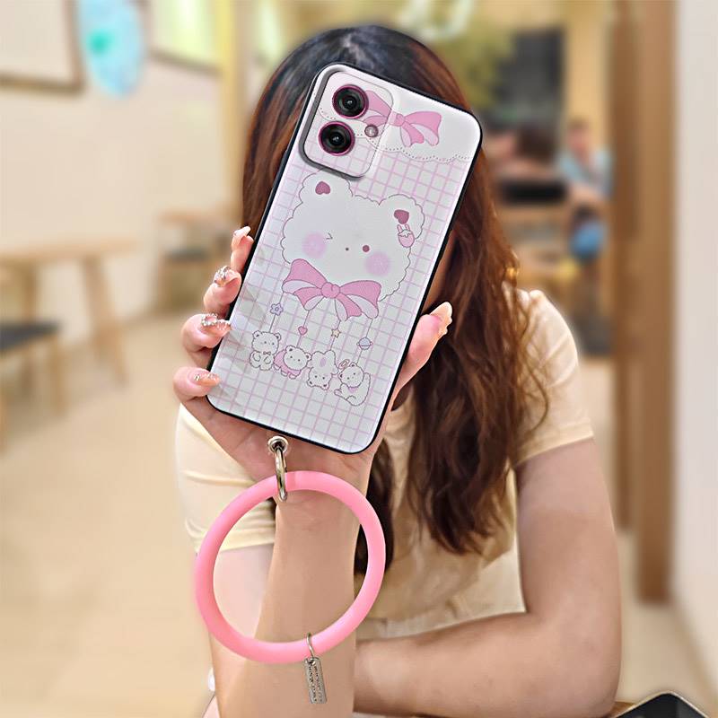 Protective Personality Phone Case For MOTO G55 5G Creative Solid Color Cute Heat Dissipation Bracelet Waterproof Ring
