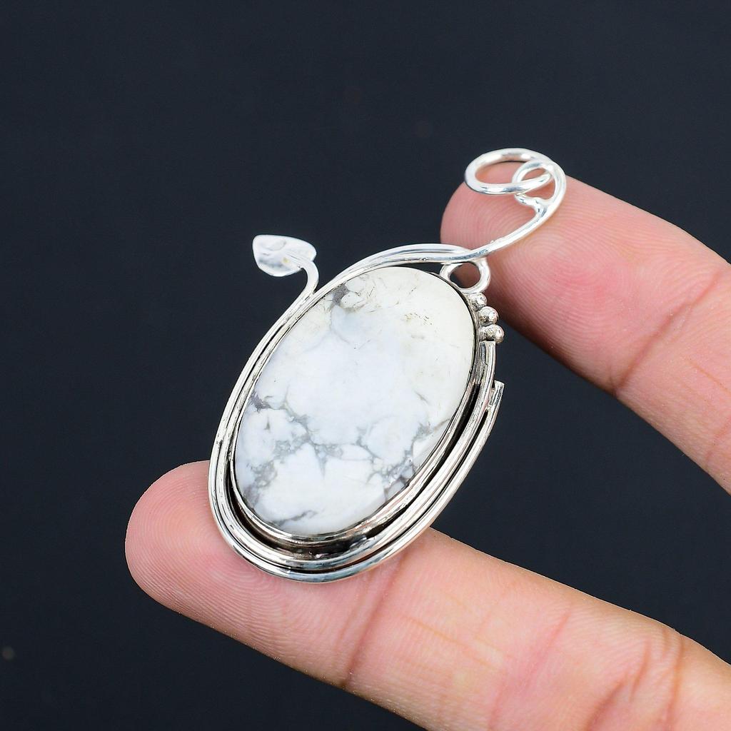 Friendship Day Deal Sterling Silver Natural Howlite Crown Chakra Pendant Jewelry