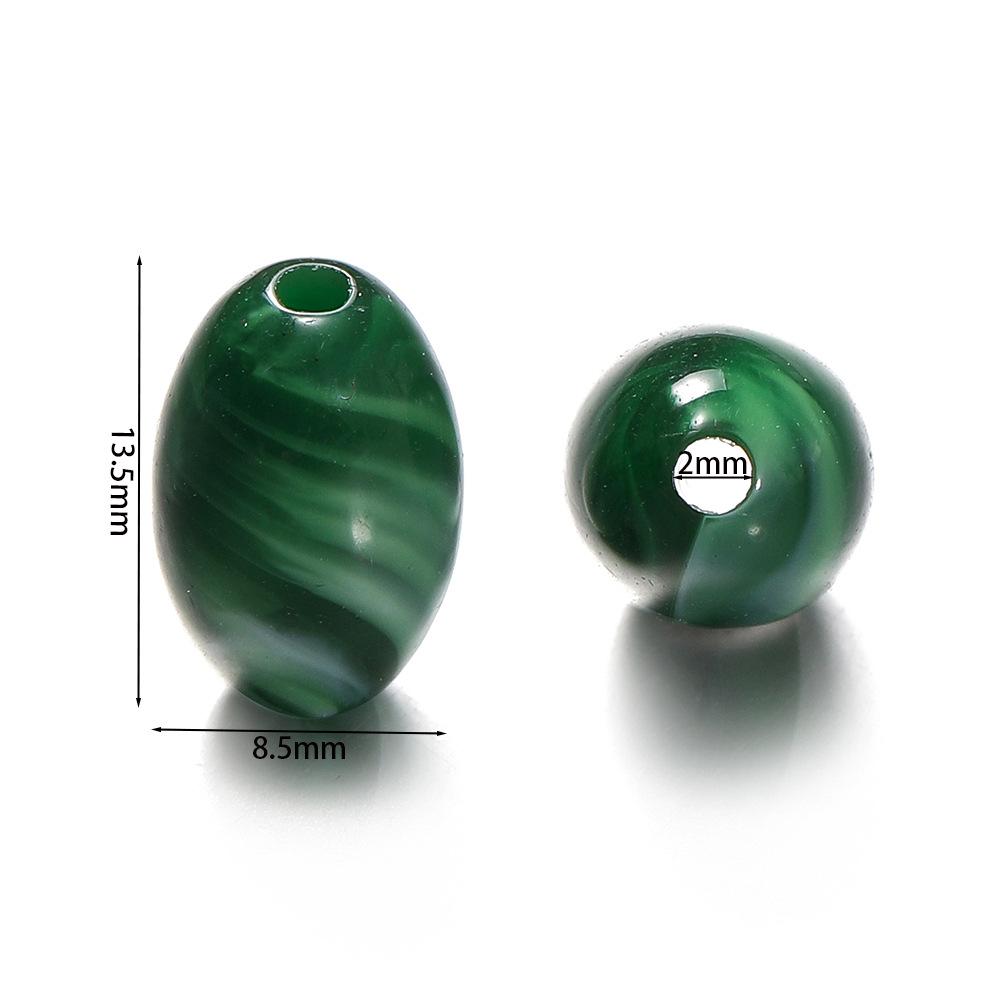 Multicolor Acrylic Imitation Jade Oval Beads, Large Rice-shaped Design