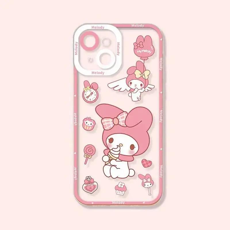 Sanrio Lovely Kuromi Melody Case For Xiaomi MI 15T Pro POCO F7 X7 X6 F5 X4 GT M4 Pro 5G Transparent INS Soft Phone Casing