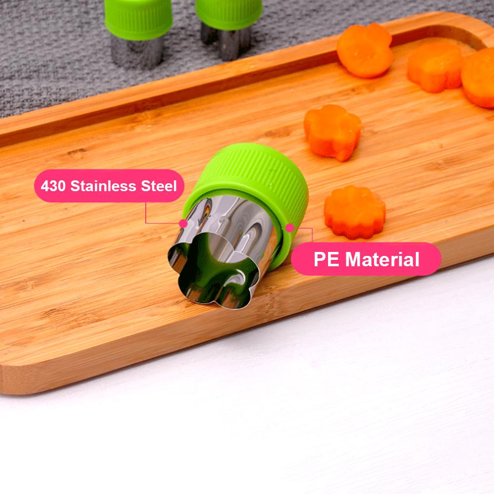 Silicone world 9Pcs/set Cookie Cutter Embosser Vegetable Cutter Portable Stainless Steel Fruit Cutting Die Kitchen Baking Tools