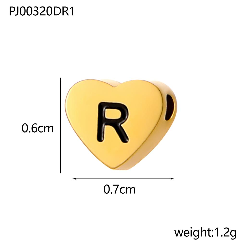 CARLIDANA Stainless Steel Alphabet Pendant Jewelry Accessories Gold Plated Black Letter Charm Heart Initial Beads for Jewelry