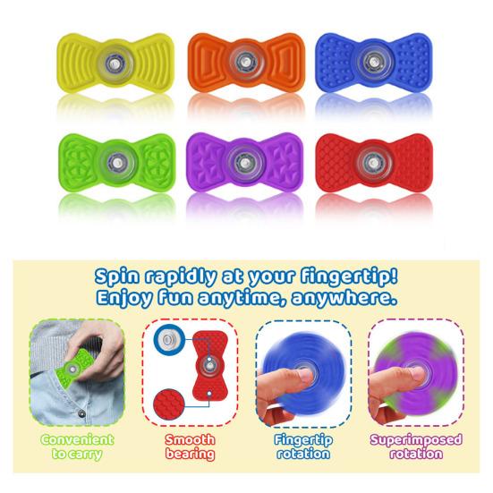 6Pcs/Set Silicone Fidget Spinner Stress Relief Textured Spinner Sensory Toy Quiet Home Office Worker Decompression Fingertip Spinning Toy