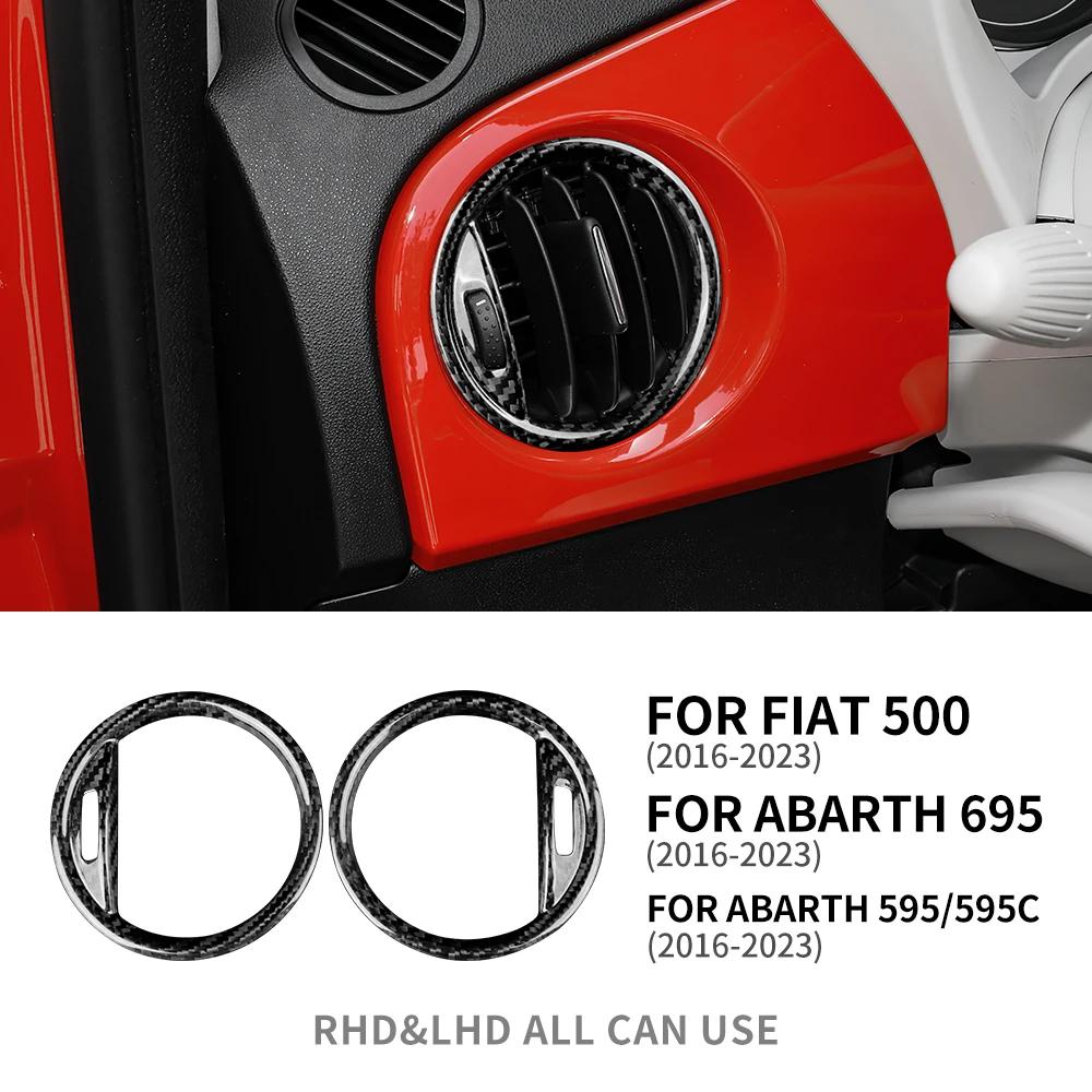 For Abarth 595 Abarth 695 Fiat 500 2016-2019 2020 2021 2022 2023 2024 Real Hard Dry Tricolor Carbon Fiber Car Air Outlet Sticker