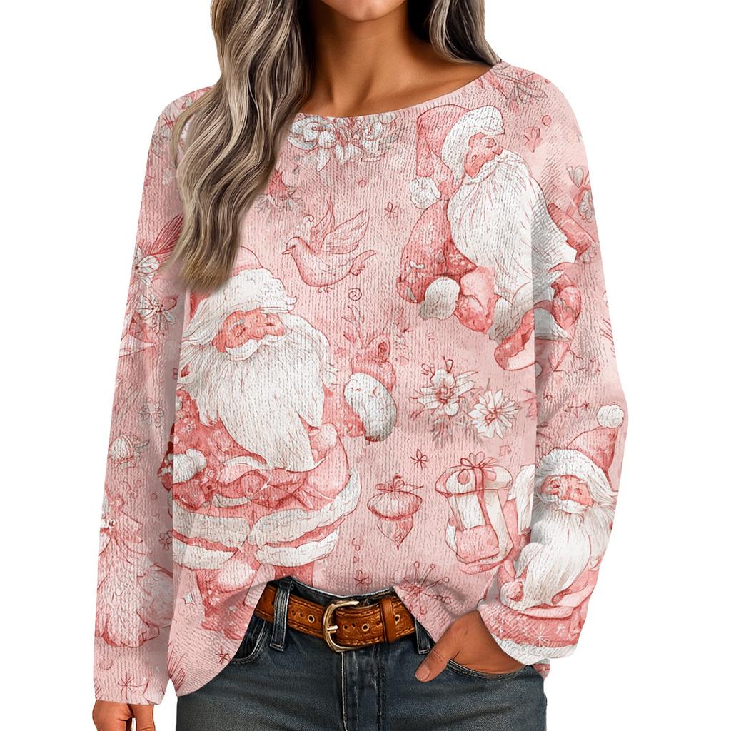 Womens  Fall Sweaters Long Sleeve Print Tops Pullover Sweaters Loose Dressy Casual Basic Clothes