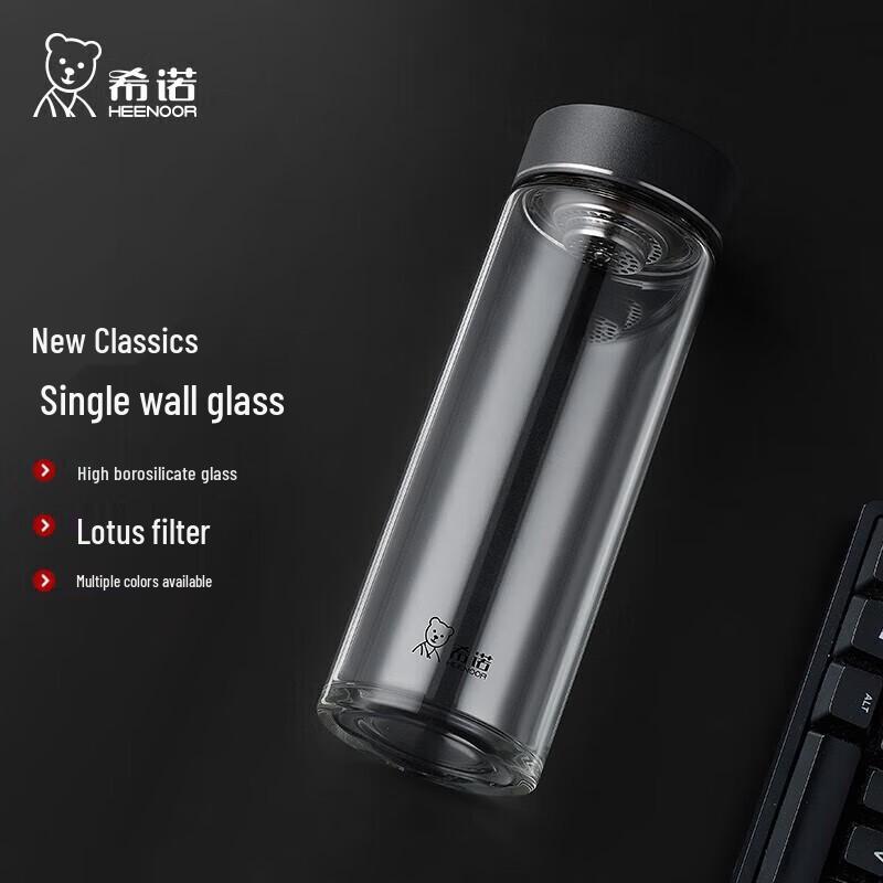 Heenoor Borosilicate Glass Tea Cup with Infuser and Lid