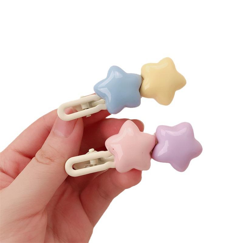 Cute Dopamine Star Hair Clip for Girls: Y2K Sweet Korean Style Flyaway Forehead Clip