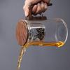 Tea Pot 600ml Glass Stainless Steel Press Control Magnetic Water Separation Teapot with Wooden Handle for Home Restaurant