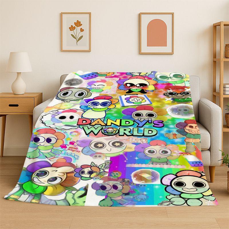 Coperta morbida in flanella Dandy World Cartoon, Coperta calda e accogliente per letto, Divano, Divanetto, Camera da letto, Soggiorno, Viaggio, Campeggio