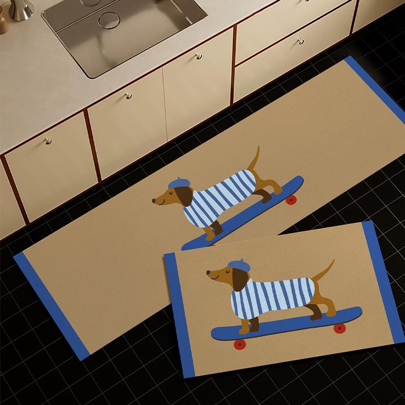 

Коврик для кухни с рисунком таксы, противоскользящий, маслостойкий, водонепроницаемый, из ПВХ, кожаные коврики, симпатичные декоративные коврики с длинными полосками 50x80cm
