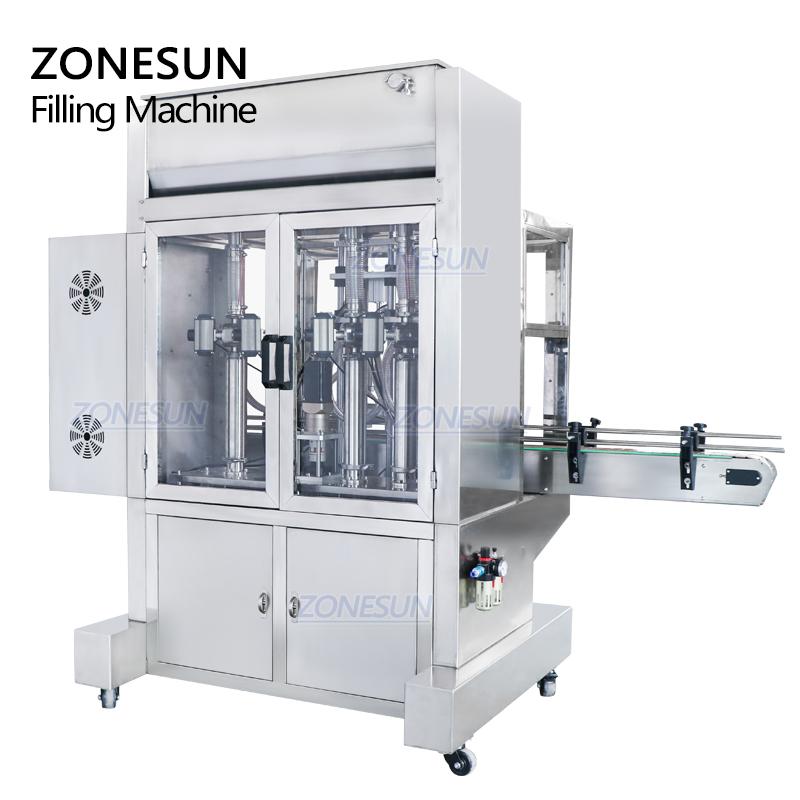 ZONESUN ZS-SV4G  Automatic Paste Honey Cream Quantitative filler Machine Servo Motor Liquid Water Bottle Filler Four Nozzles