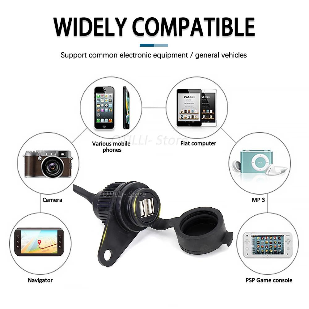 Motorcycle USB Double Socket For BMW R1200GS R1250GS F750GS F800GS F850GS R1300GS Adventure Accessories With Lossless Line