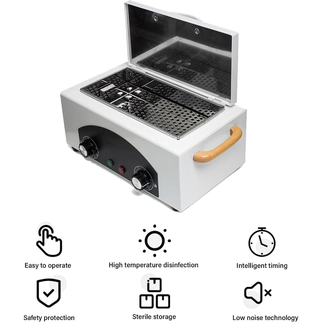 300W Hochtemperatur-Metallwerkzeug-Reinigungsbox mit Timer SPA Maniküre Pediküre Salon Friseur Autoklaven Sterilisatoren für diverse Beauty-Haar-Nagel (Weiß)