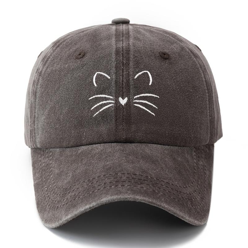 Plain Cute Cat Embroidery Baseball Cap For Women And Men Fashion Curved Brim Summer Outdoor Sun Protection Hat Gifts