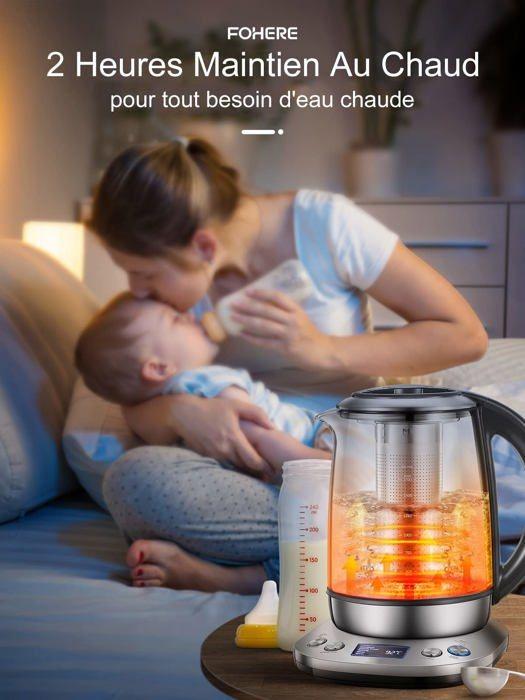 Bouilloire - Fohere - 1,7L - Verre élégant - Contrôle précis de la température - Maintien au chaud 120 min