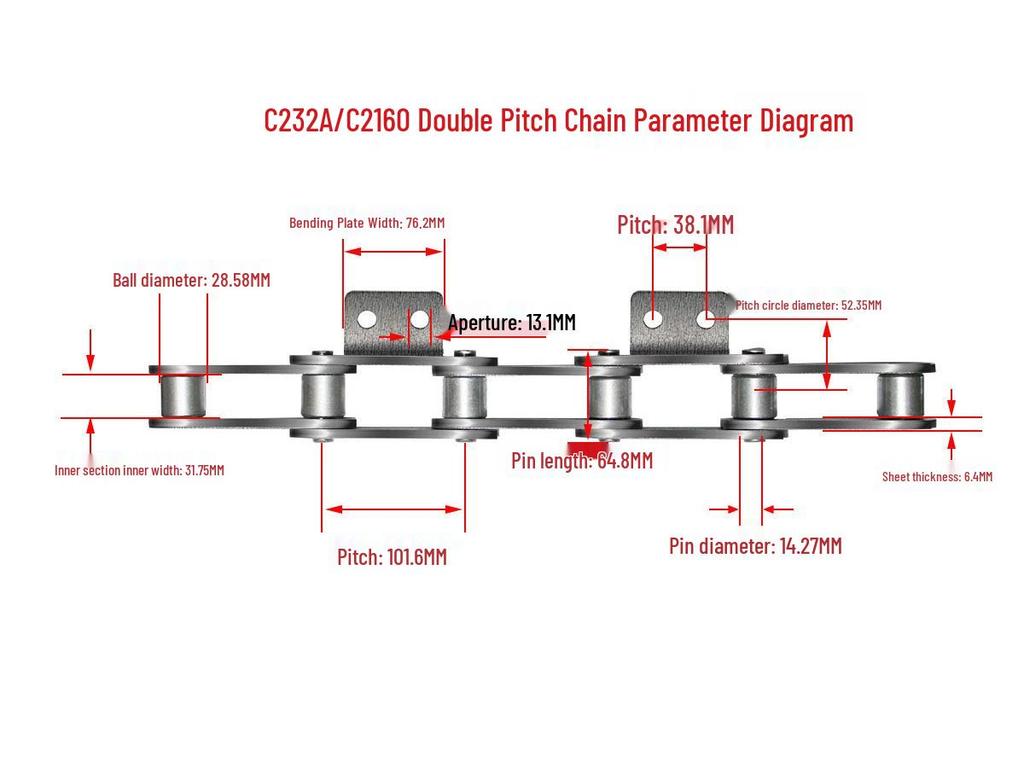 10A32A Single/Double Hole Double Pitch Small Roller Transfer Chain